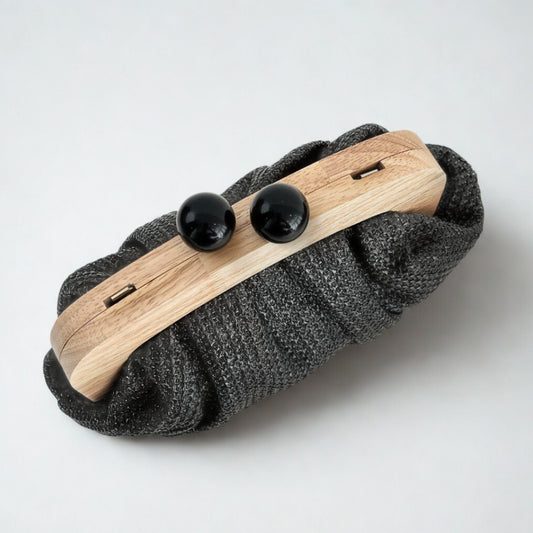 Wooden Palm Clutch in Smoky Black